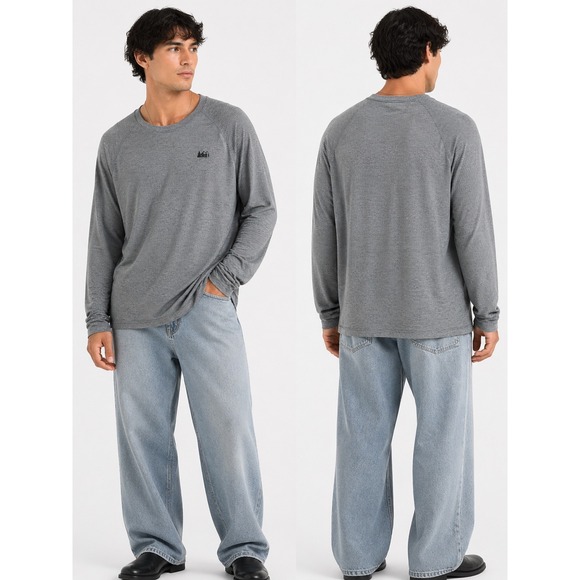 REI Other - REI Long Sleeve Shirt Mens XL Grey Micro Stripe Raglan Crew Neck Hiking Gorpcore